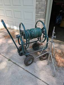 Garden Hose Reel Cart With Hose & Metal Tripod Stand