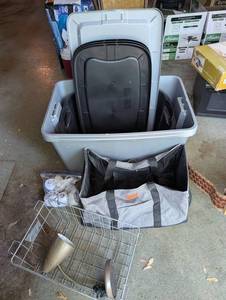 Woven Storage Tote, Wire Basket & Assorted Bins Mixed Lot