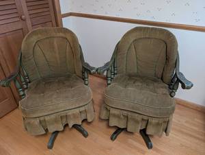 Pair of Upholstered Swivel Chairs