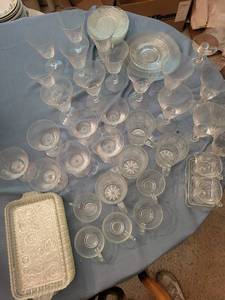 Clear Patterned Glass Serving Assortment Mixed Lot