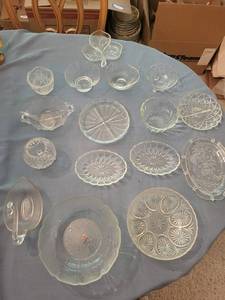 Clear Pressed Glass Dishes & Vanity Pieces Mixed Lot