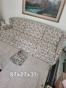 Floral Upholstered Sofa With Matching Fabric Pieces 87 X 27 X 31 in