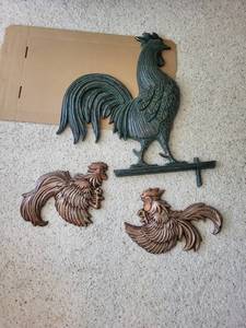 Mixed Lot 3 Rooster Cast Wall Hangings