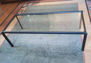 Modern Black Metal Frame Glass Top Coffee Table 48 x 20 x 16