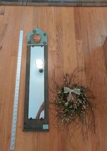 Lot of Rustic Wall Decor Mirror & Twig Wreath Country Folk Art