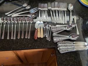 Cambridge Stainless Flatware Mixed Lot with Serving Pieces & Knives