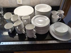 Gibson White Dinnerware Set with Corelle Vitrelle Plates & Bowls