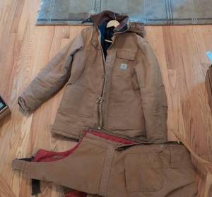 Carhartt Duck Workwear Jacket & Bib Overalls Brown Insulated