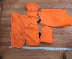 Cabelas Blaze Orange Hunting Safety Apparel Set Hat Vests Beanie