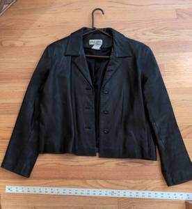Paradox Womens Black Leather Button Front Lined Jacket Size 16