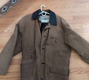 Italian Suede Leather Jacket Brown Black Collar Quilted Lining 46