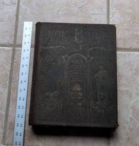 Antique Embossed Holy Bible Family Bible Leather Bound Large Format