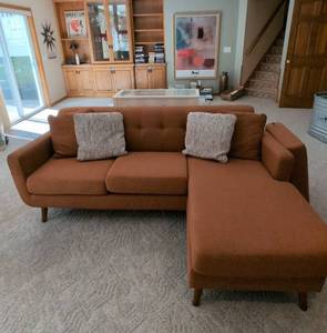 Like New Bobs Discount Furniture Bette Russet 86in Chofa Sofa Chaise