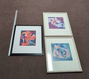 Set of 3 Framed Kandinsky Style Abstract Art Prints Decor