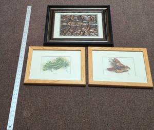 Framed Wall Art Decor Lot Copper Relief Botanical Vegetable Prints