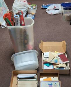 Assorted Gift Wrap & Greeting Card Stationery Lot w Storage Tote