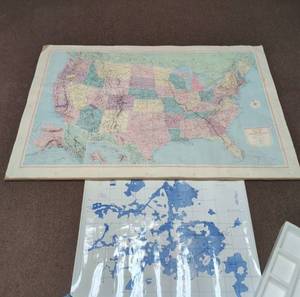 Vintage Rand McNally US Map & Northern Light Resort Lake Map