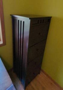 Mission Style 4 Drawer Wood Filing Cabinet Dark Brown 57.5in Tall
