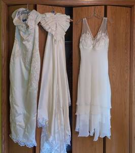 Vintage Bridal Gown Lot Alfred Angelo Prestige Dresses Veil Ivory
