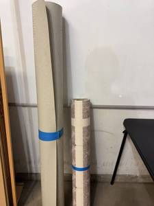 Set of 2 Vinyl Sheet Flooring Remnants Geometric & Neutral Rolls