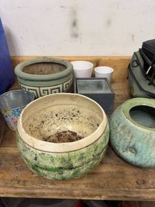 Lot of Assorted Decorative Planters Cachepots Ceramic Wood Metal