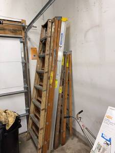 Lot of Assorted Wooden Step Ladders Including Werner Folding Ladder