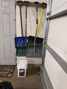 Lot of Assorted Snow Shovels & Ice Melt Bucket Winter Tools