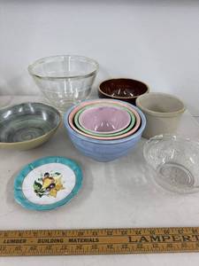 Lot of Assorted Vintage Mixing Serving Bowls & Hand Painted Plate
