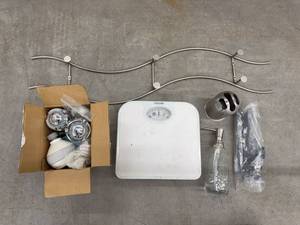 Lot of Assorted Bathroom Accessories Taylor Scale Wall Rack Shower Heads