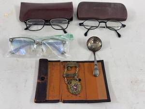 Vintage AOUW Fraternal Badge Eyeglasses Cases Silverplate Mixed Lot
