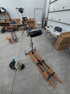 Vintage Wooden Ski Exercise Machine w Electronic Monitor