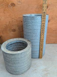 Set of 2 Vintage Galvanized Metal Planters Farmhouse Garden Decor
