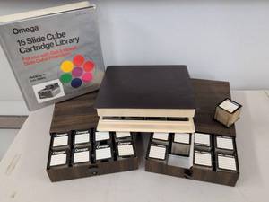 Omega 16 Slide Cube Cartridge Library w 16 Cubes Box Labels