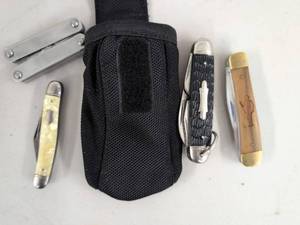 Wenger Knife Sheath & Assorted Pocket Knives Multi-Tool Lot