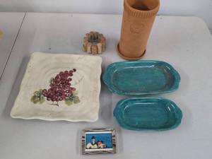 Lot of Assorted Decorative Serving Pieces Wine Cooler Frame Decor