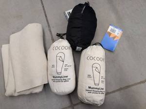 Cocoon Travel Sheets & MummyLiners w Aqus Microfiber Towel Lot