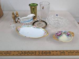 Mixed Vintage Glass & China Lot Fostoria Rosenthal Alfred Meakin