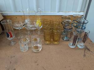 Vintage Assorted Barware Advertising Glasses Stemware Mixed Lot