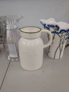 Lot of Assorted Decorative Pitchers and Princess House Glass Vase