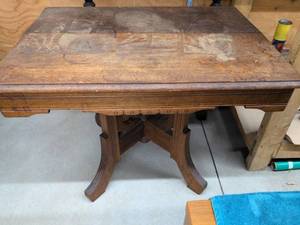 Antique Quarter Sawn Oak Parlor Lamp Table Pedestal Base 28in