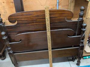 Vintage Dark Wood Twin Bed Frame Headboard Footboard Rails Turned Posts