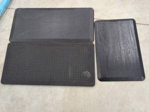 Set of 3 Black Cushioned Floor Mats Anti-Fatigue Kitchen Utility