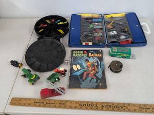 Matchbox Hot Wheels Die-Cast Vehicle Lot w Cases Batman Coloring Book