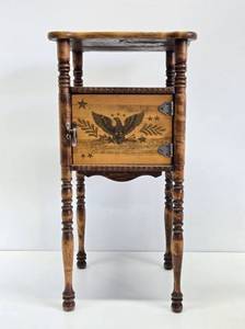 Signed Vintage CUSHMAN Copper-Lined Smoking Table wEagle Design
