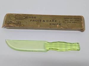 Very Cool Vintage Vaseline Glass Knife wOriginal Box