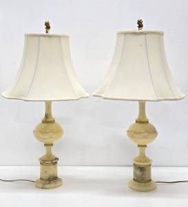 Great Looking Vintage Onyx &amp Brass Table Lamps #1