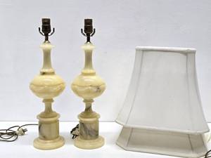 Great Looking Vintage Onyx &amp Brass Table Lamps #2
