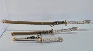 Ornate Samurai Sword Set wDragon Handles