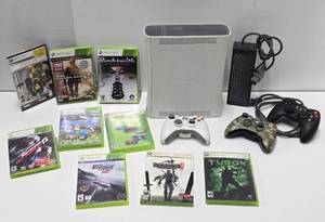 XBOX 360 Video Game System wControllers Cords &amp Games