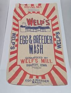 Great Looking Vintage WELPS Canvas FeedSeed Bag